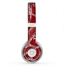 The Grungy Red & White Stitched Pattern Skin for the Beats by Dre Solo 2 Headphones