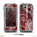 The Grungy Red & White Stitched Pattern Skin for the iPhone 5c nüüd LifeProof Case