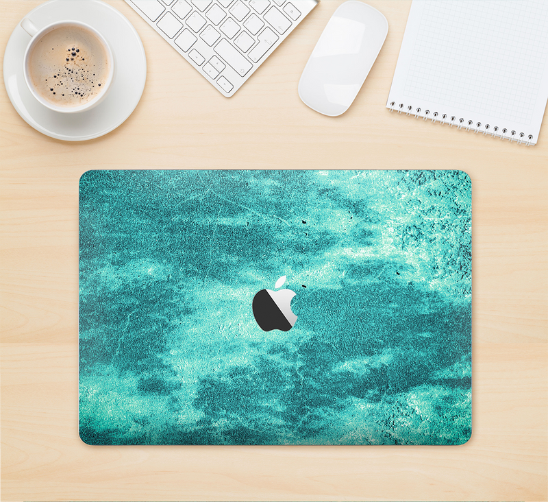 The Grungy Teal Chipped Concrete Skin Kit for the 12" Apple MacBook (A1534)