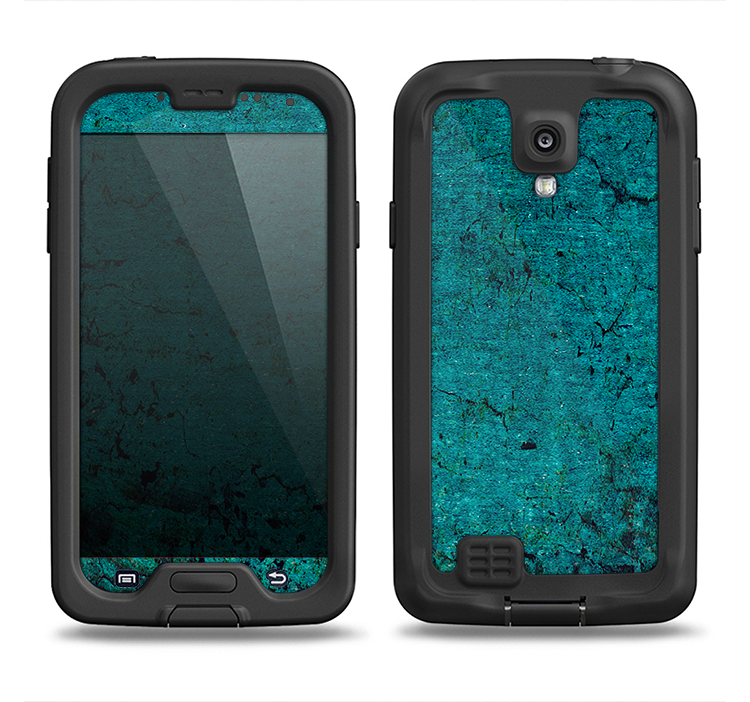 The Grungy Teal Surface Samsung Galaxy S4 LifeProof Fre Case Skin Set
