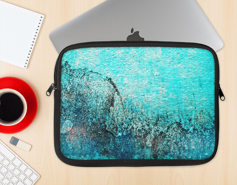 The Grungy Teal Surface V3 Ink-Fuzed NeoPrene MacBook Laptop Sleeve