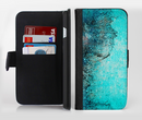 The Grungy Teal Surface V3 Ink-Fuzed Leather Folding Wallet Credit-Card Case for the Apple iPhone 6/6s, 6/6s Plus, 5/5s and 5c
