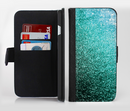 The Grungy Teal Texture Ink-Fuzed Leather Folding Wallet Credit-Card Case for the Apple iPhone 6/6s, 6/6s Plus, 5/5s and 5c