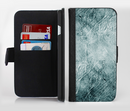The Grungy Teal Wavy Abstract Surface Ink-Fuzed Leather Folding Wallet Credit-Card Case for the Apple iPhone 6/6s, 6/6s Plus, 5/5s and 5c