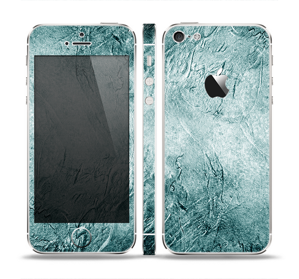 The Grungy Teal Wavy Abstract Surface Skin Set for the Apple iPhone 5
