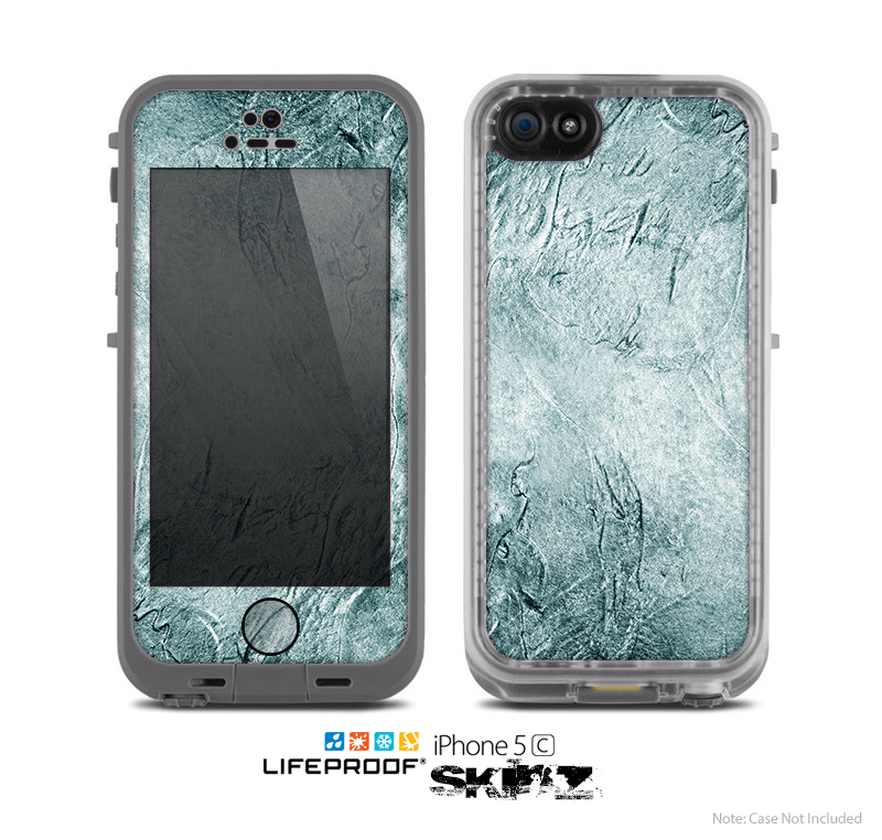 The Grungy Teal Wavy Abstract Surface Skin for the Apple iPhone 5c LifeProof Case