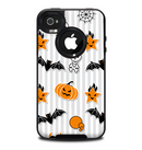 The Halloween Icons Over Gray & White Striped Surface Skin for the iPhone 4-4s OtterBox Commuter Case