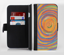 The Hand-Painted Circle Strokes Ink-Fuzed Leather Folding Wallet Credit-Card Case for the Apple iPhone 6/6s, 6/6s Plus, 5/5s and 5c