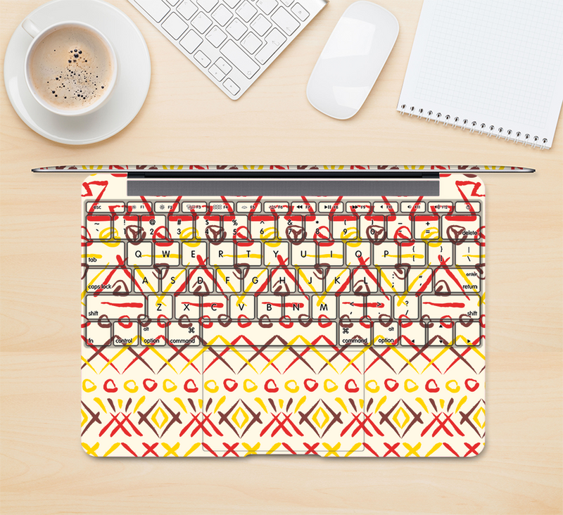 The Hand-Painted Vintage Aztek Pattern Skin Kit for the 12" Apple MacBook (A1534)