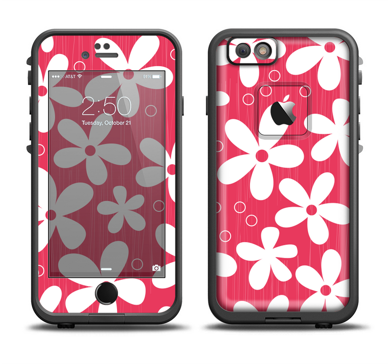 The Hanging White Vector Floral Over Red Apple iPhone 6/6s Plus LifeProof Fre Case Skin Set
