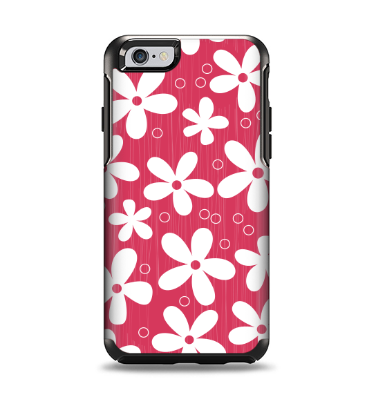 The Hanging White Vector Floral Over Red Apple iPhone 6 Otterbox Symmetry Case Skin Set