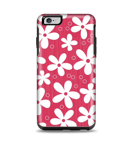 The Hanging White Vector Floral Over Red Apple iPhone 6 Plus Otterbox Symmetry Case Skin Set