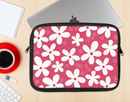 The Hanging White Vector Floral Over Red Ink-Fuzed NeoPrene MacBook Laptop Sleeve