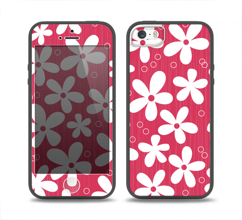 The Hanging White Vector Floral Over Red Skin Set for the iPhone 5-5s Skech Glow Case