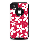 The Hanging White Vector Floral Over Red Skin for the iPhone 4-4s OtterBox Commuter Case