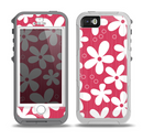 The Hanging White Vector Floral Over Red Skin for the iPhone 5-5s OtterBox Preserver WaterProof Case