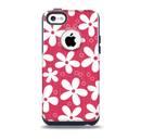 The Hanging White Vector Floral Over Red Skin for the iPhone 5c OtterBox Commuter Case
