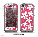 The Hanging White Vector Floral Over Red Skin for the iPhone 5c nüüd LifeProof Case