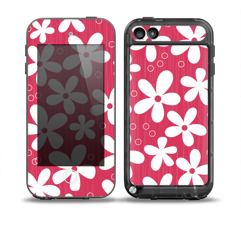 The Hanging White Vector Floral Over Red Skin for the iPod Touch 5th Generation frē LifeProof Case