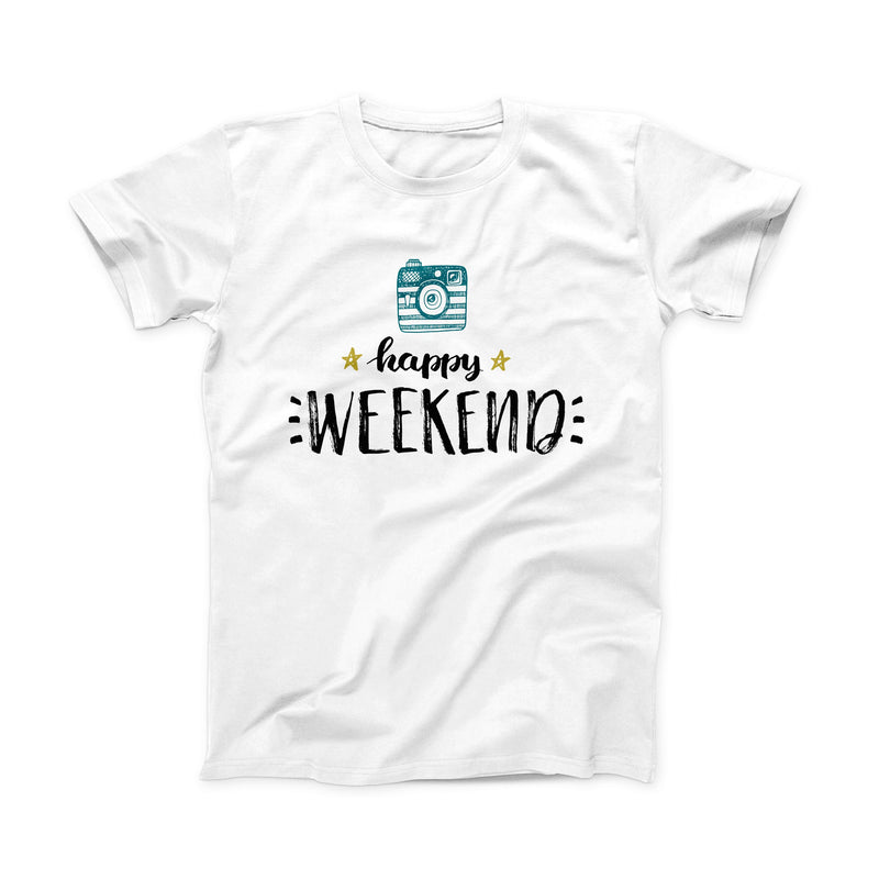 The Happy Weekend ink-Fuzed Front Spot Graphic Unisex Soft-Fitted Tee Shirt