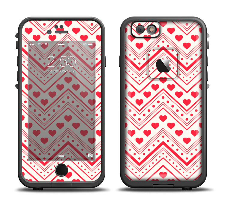 The Hearts and Dots Vector ZigZag Pattern Apple iPhone 6/6s Plus LifeProof Fre Case Skin Set