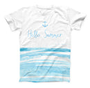 The Hello Summer Anchor Watercolor Blue V1 ink-Fuzed Unisex All Over Full-Printed Fitted Tee Shirt
