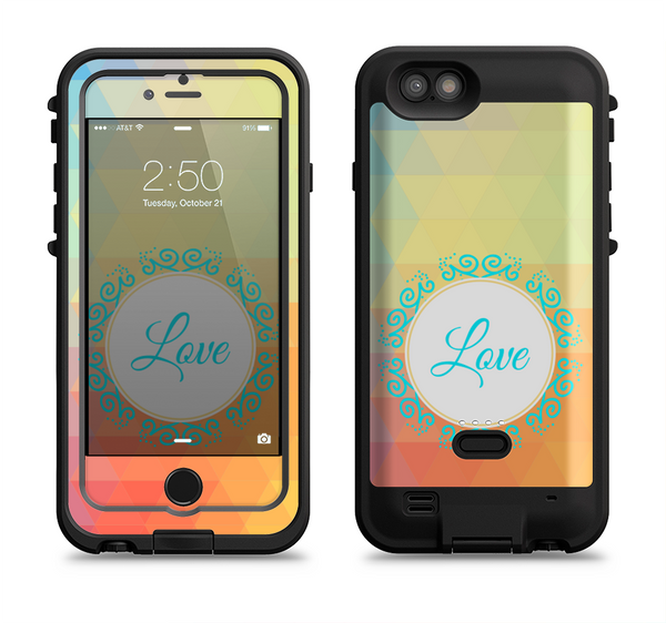 The HighLighted Colorful Triangular Love Apple iPhone 6/6s LifeProof Fre POWER Case Skin Set