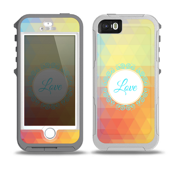 The HighLighted Colorful Triangular Love Skin for the iPhone 5-5s OtterBox Preserver WaterProof Case
