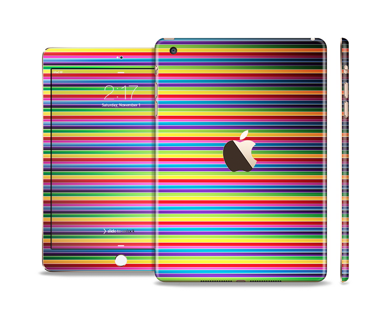 The Horizontal Multicolored Stripes Full Body Skin Set for the Apple iPad Mini 3