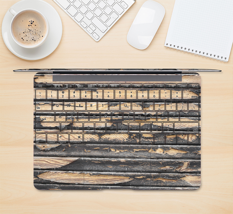 The Horizontal Peeled Dark Wood Skin Kit for the 12" Apple MacBook (A1534)