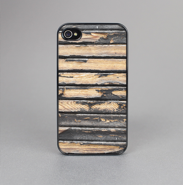 The Horizontal Peeled Dark Wood Skin-Sert for the Apple iPhone 4-4s Skin-Sert Case