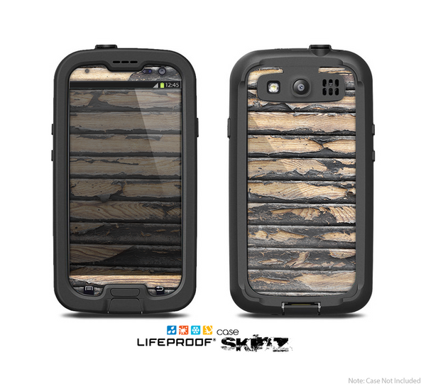 The Horizontal Peeled Dark Wood Skin For The Samsung Galaxy S3 LifeProof Case