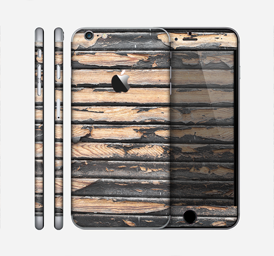 The Horizontal Peeled Dark Wood Skin for the Apple iPhone 6 Plus