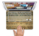 The Horizontal Tan & Green Vintage Pattern Skin Set for the Apple MacBook Pro 15" with Retina Display