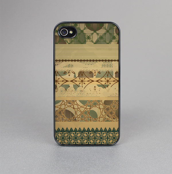 The Horizontal Tan & Green Vintage Pattern Skin-Sert for the Apple iPhone 4-4s Skin-Sert Case
