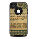The Horizontal Tan & Green Vintage Pattern Skin for the iPhone 4-4s OtterBox Commuter Case