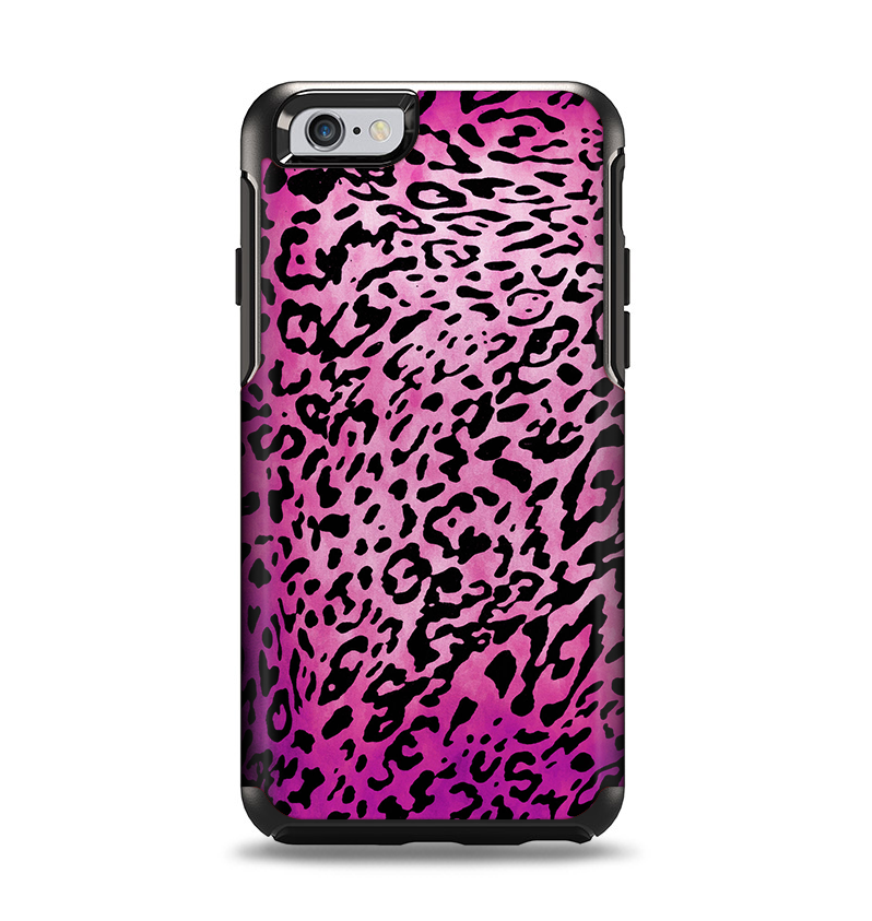 The Hot Pink Cheetah Animal Print Apple iPhone 6 Otterbox Symmetry Case Skin Set