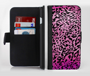 The Hot Pink Cheetah Animal Print Ink-Fuzed Leather Folding Wallet Credit-Card Case for the Apple iPhone 6/6s, 6/6s Plus, 5/5s and 5c