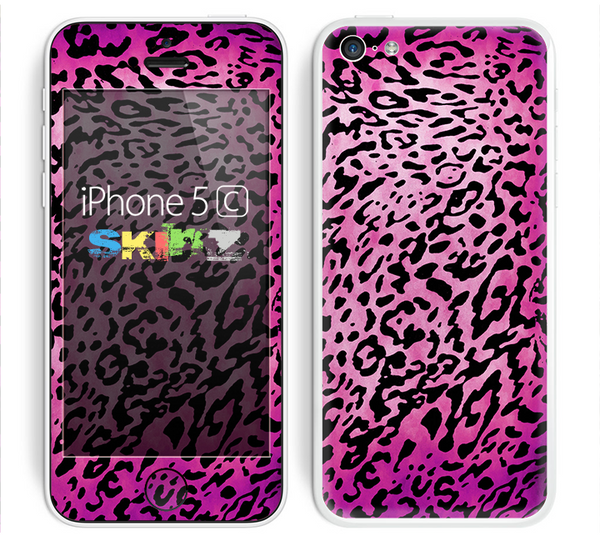 The Hot Pink Cheetah Animal Print Skin for the Apple iPhone 5c
