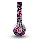 The Hot Pink Cheetah Animal Print Skin for the Beats by Dre Mixr Headphones
