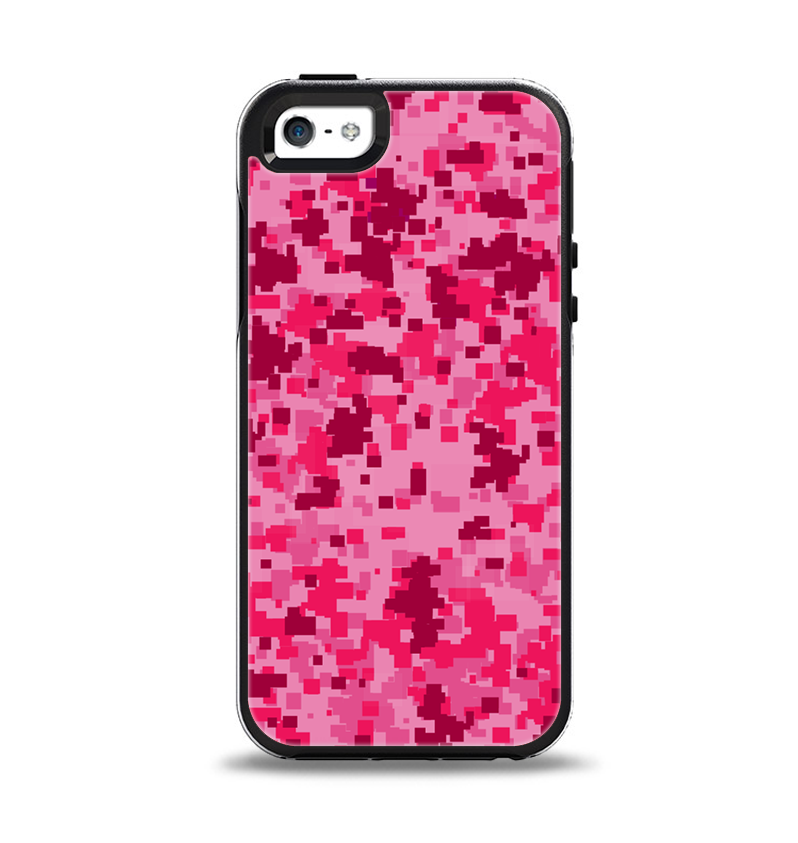 The Hot Pink Digital Camouflage Apple iPhone 5-5s Otterbox Symmetry Case Skin Set