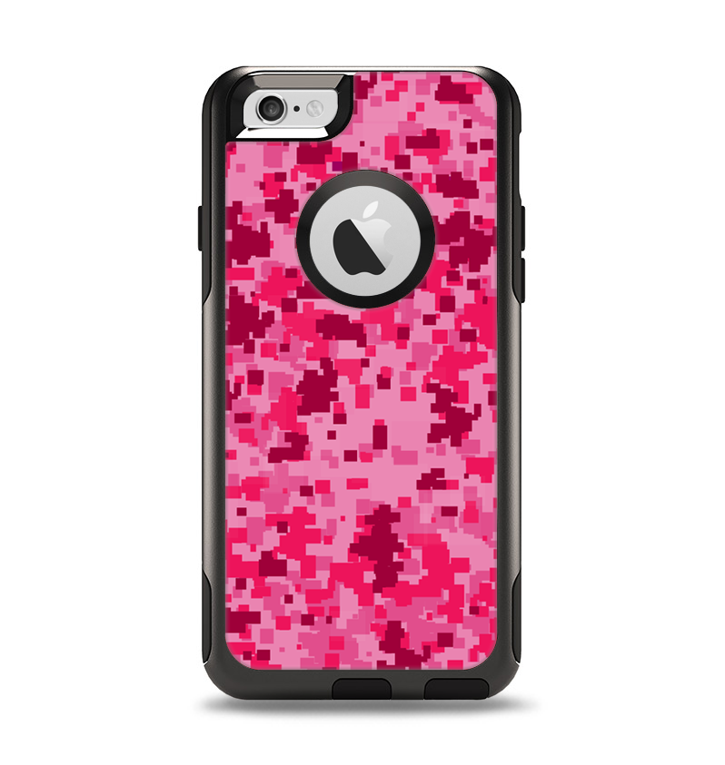 The Hot Pink Digital Camouflage Apple iPhone 6 Otterbox Commuter Case Skin Set