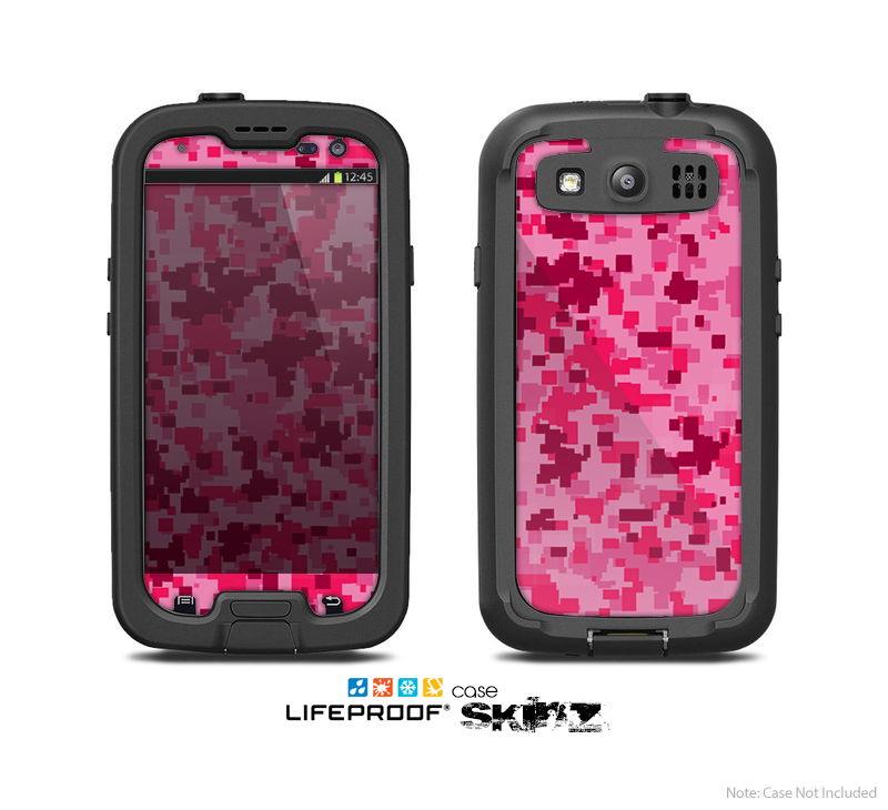 The Hot Pink Digital Camouflage Skin For The Samsung Galaxy S3 LifeProof Case