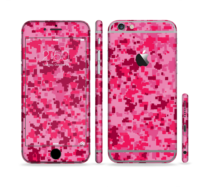 The Hot Pink Digital Camouflage Sectioned Skin Series for the Apple iPhone 6