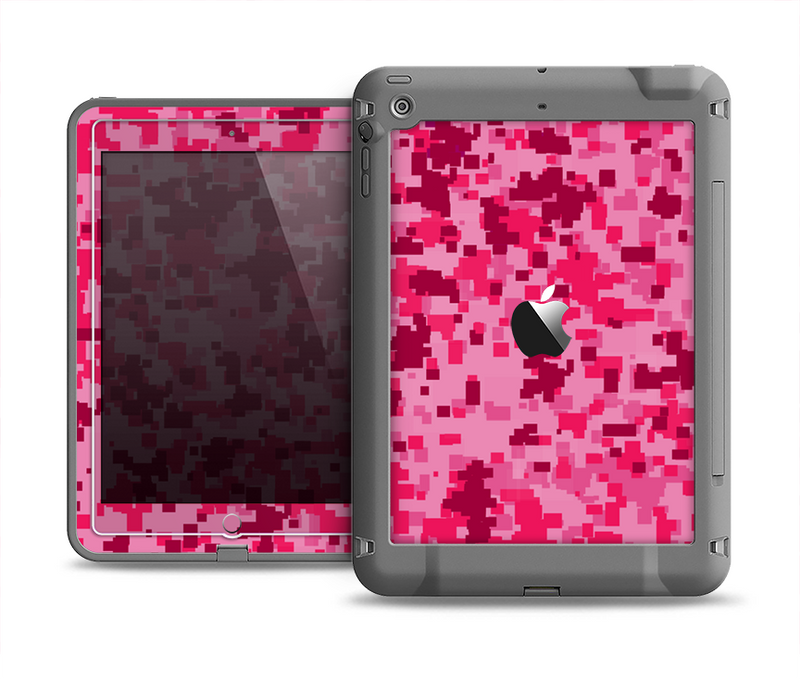The Hot Pink Digital Camouflage Apple iPad Air LifeProof Fre Case Skin Set
