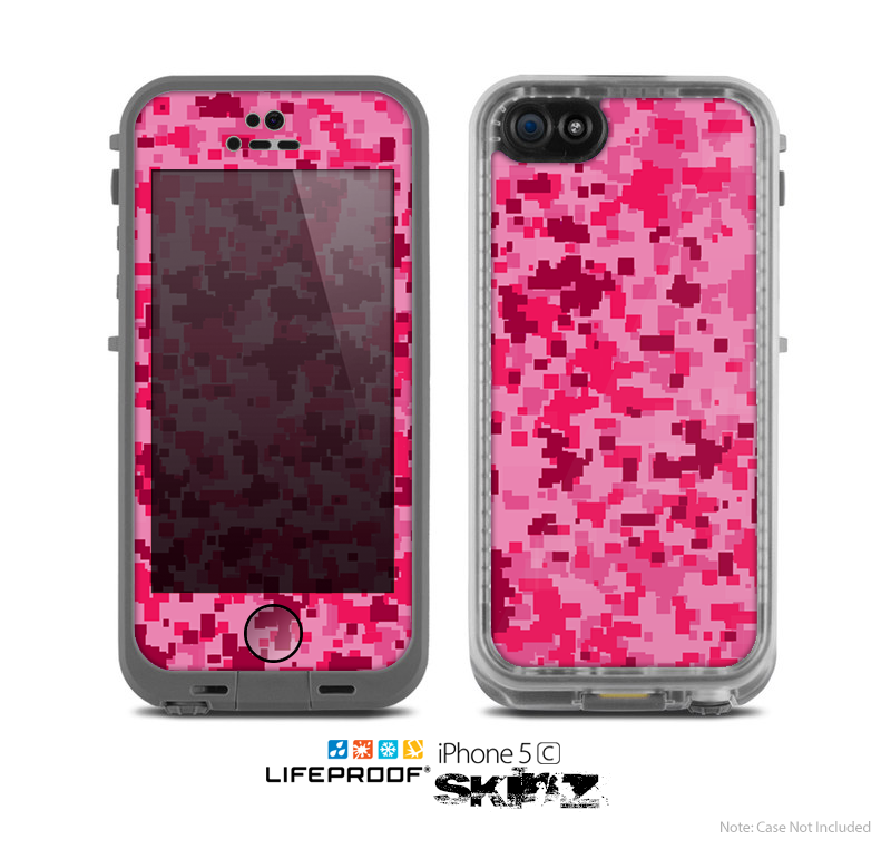 The Hot Pink Digital Camouflage Skin for the Apple iPhone 5c LifeProof Case