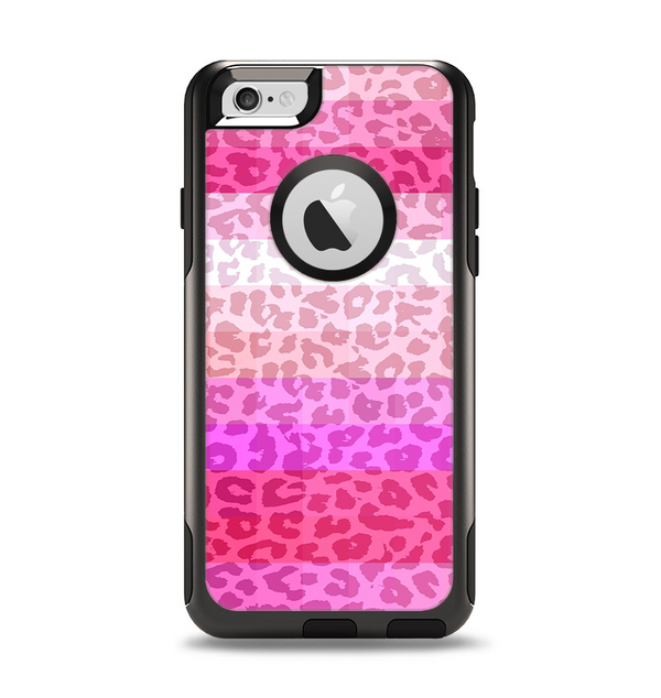 The Hot Pink Striped Cheetah Print Apple iPhone 6 Otterbox Commuter Case Skin Set