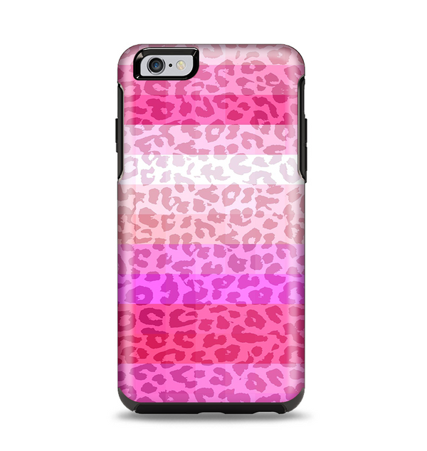 The Hot Pink Striped Cheetah Print Apple iPhone 6 Plus Otterbox Symmetry Case Skin Set