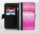 The Hot Pink Striped Cheetah Print Ink-Fuzed Leather Folding Wallet Credit-Card Case for the Apple iPhone 6/6s, 6/6s Plus, 5/5s and 5c