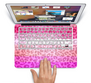 The Hot Pink Striped Cheetah Print Skin Set for the Apple MacBook Pro 15" with Retina Display